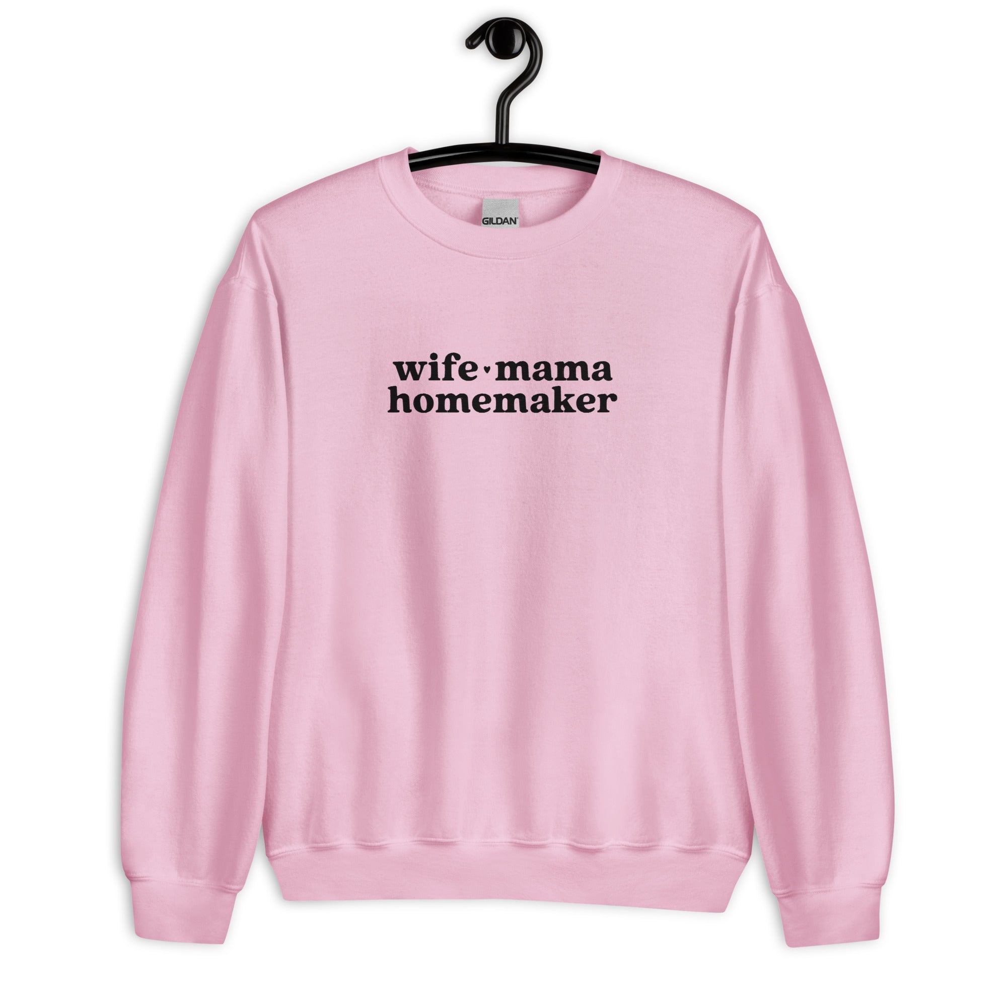 Wife Mama Homemaker Embroidered Sweatshirt in Pink